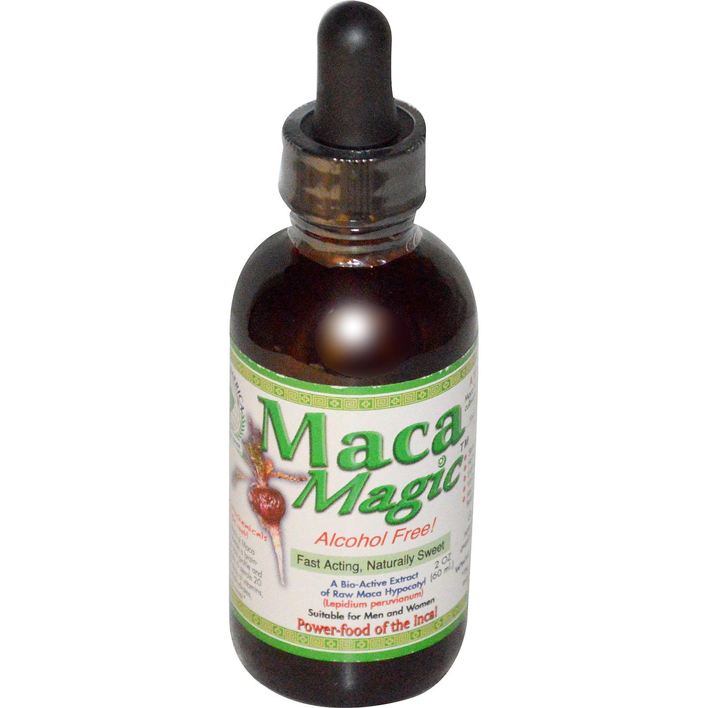 Maca Magic, תמצית ביו-אקטיבית של מאקה היפוקוטיל גולמית, ללא אלכוהול, 2 אונקיות (60 מ"ל)