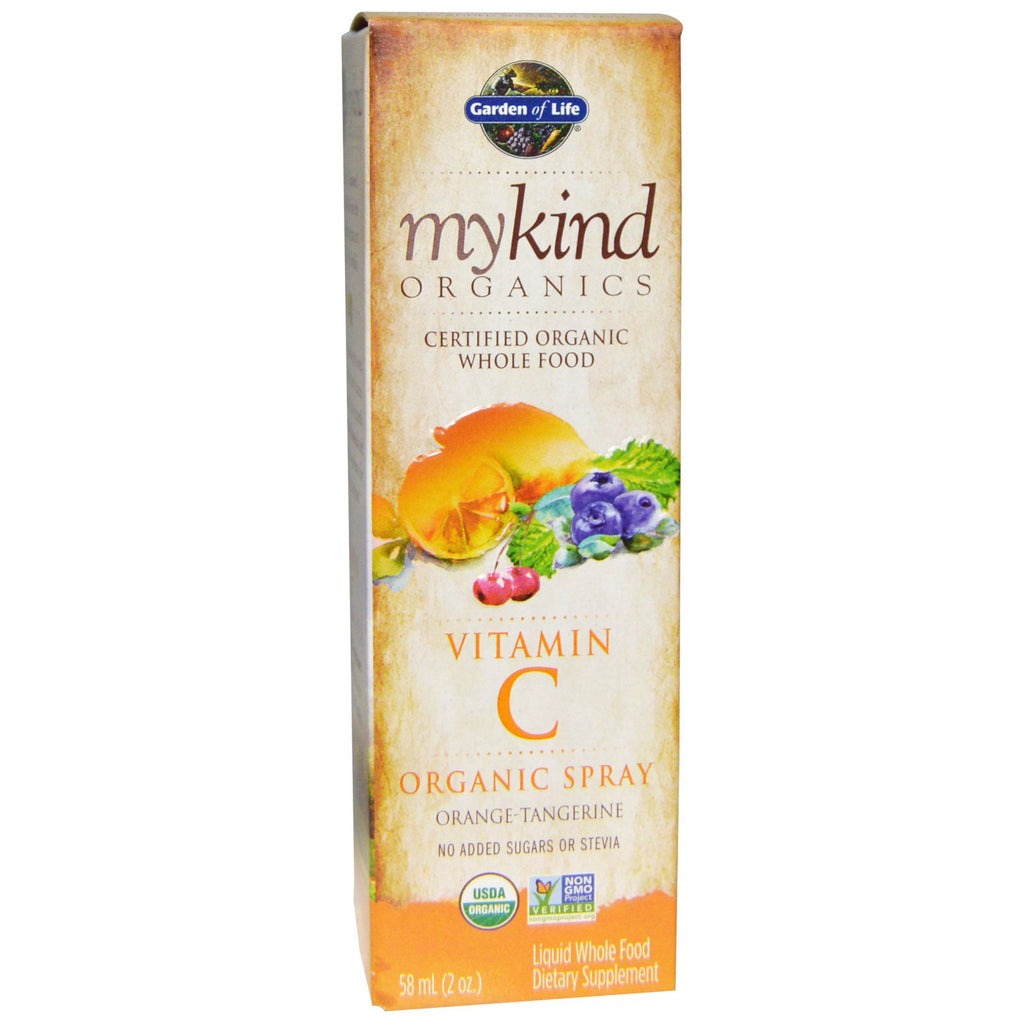 Garden of Life, Mykind s、ビタミン C スプレー、オレンジ タンジェリン、2 fl oz (58 ml)