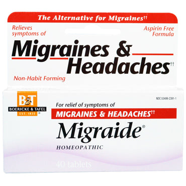 Boericke &amp; Tafel, Migraide, 40 tabletas
