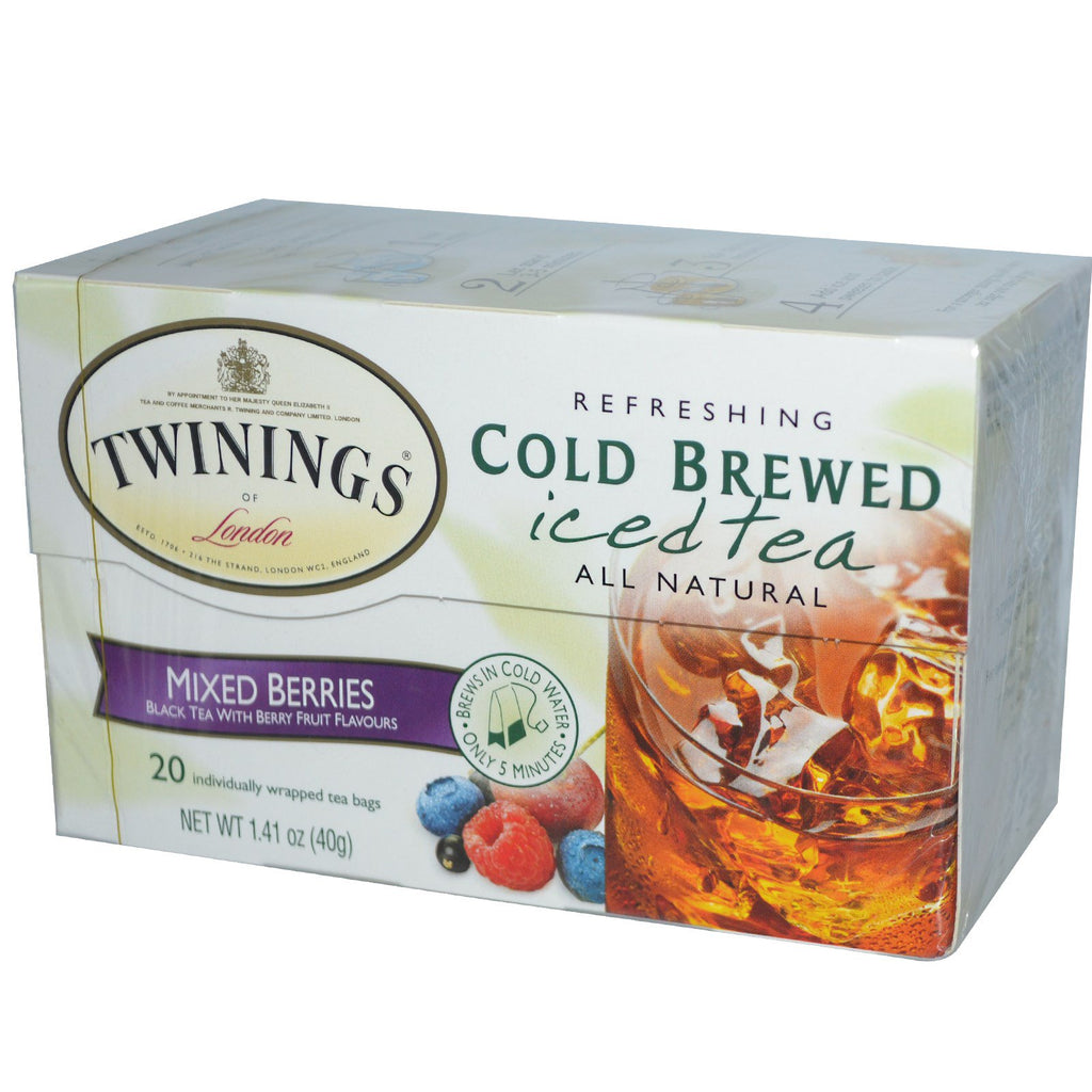 Twinings, mrożona herbata parzona na zimno, mieszane jagody, 20 torebek z herbatą, 1,41 oz (40 g)