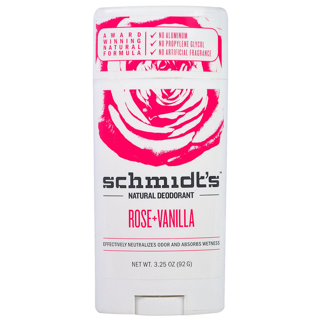 Schmidt's Natural Deodorant กุหลาบ + วานิลลา 3.25 ออนซ์ (92 กรัม)