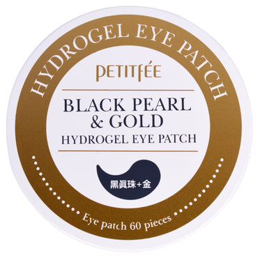 Petitfee, Hydrogel-Augenklappe mit schwarzen Perlen und Gold, 60 Pflaster