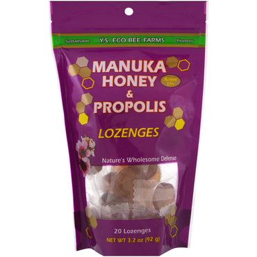 YS Eco Bee Farms, Manuka Honey & Propolis sugetabletter, 20 sugetabletter, 3,2 oz (92 g)