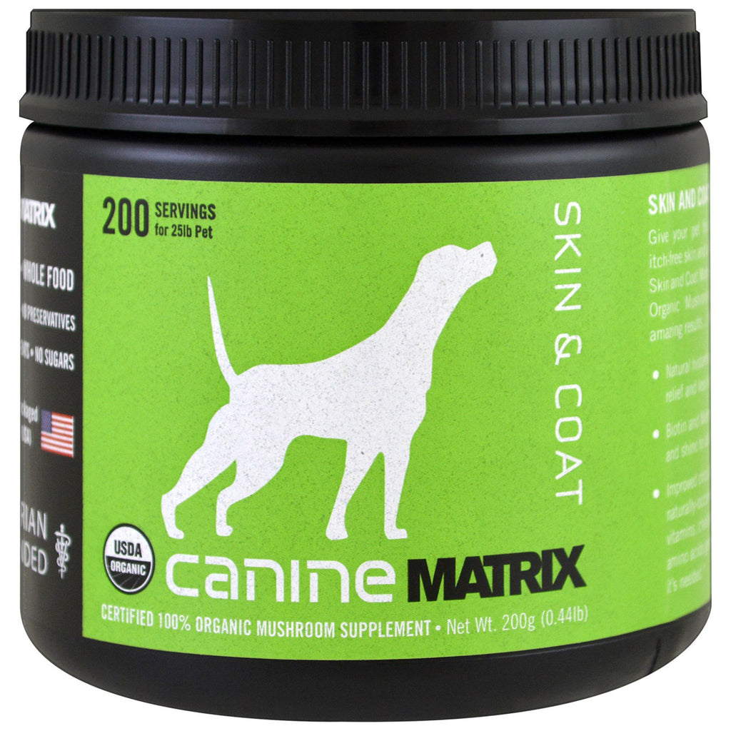 Canine Matrix, hud og pels, sopppulver, 0,44 lb (200 g)
