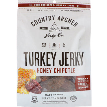Country Archer Jerky, Turkey Jerky, Honey Chipotle, 2,75 oz (78 g)
