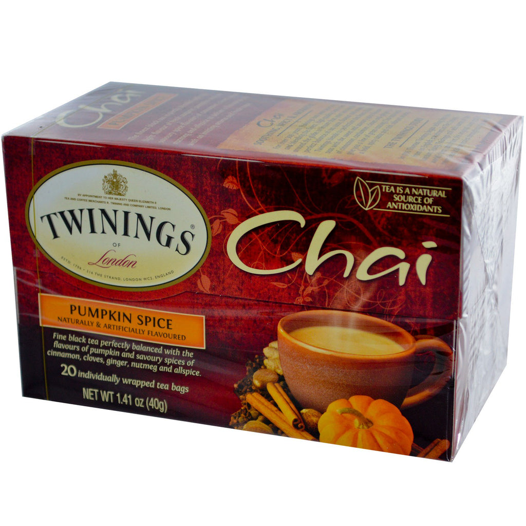 Twinings, Chai, Tempero de Abóbora, 20 Saquinhos de Chá, 40 g (1,41 oz)