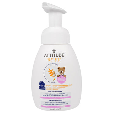 ATTITUDE, Sensitive Skin Care, Baby, Natural Baby Bottle & Dishwashing Foam, 9.9 fl oz (295 ml)