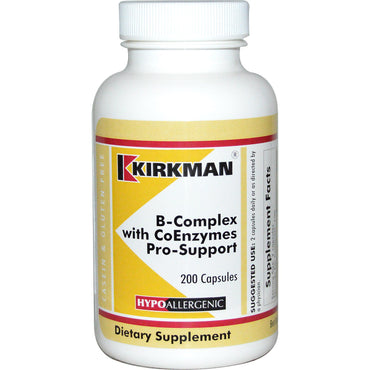 Kirkman Labs, Complexo B com CoEnzymes Pro-Support, 200 Cápsulas