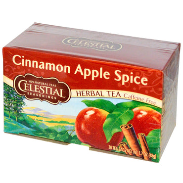Celestial Seasonings, بهارات القرفة والتفاح، خالي من الكافيين، 20 كيس شاي، 1.7 أونصة (48 جم)