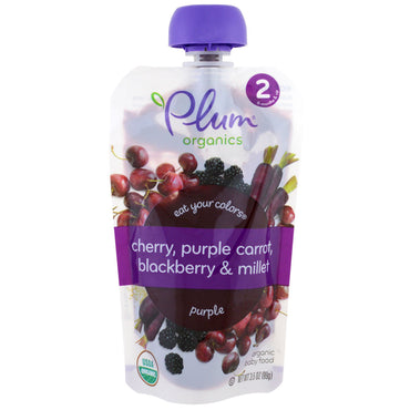 Plum's Stage 2 Eat Your Colors Paarse Kers Paarse Wortel Bramen & Gierst 3,5 oz (99 g)