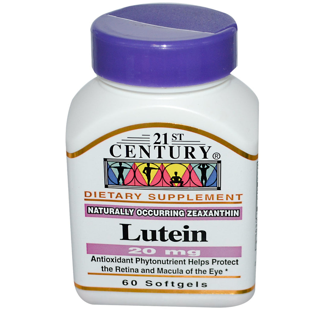 21st Century, Luteína, 20 mg, 60 Cápsulas Softgel