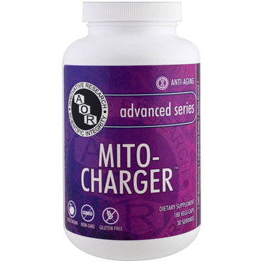 Advanced Orthomolecular Research AOR, Advanced Series, Mito-Charger, 180 Veggie Caps