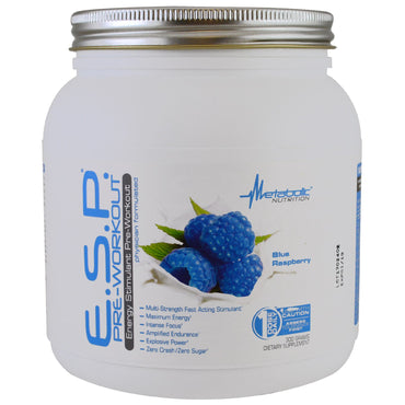 Metabolic Nutrition, ESP Pre-Workout, Blue Raspberry, 300 g
