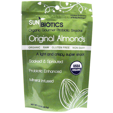 Sunbiotics, Gourmet Probiotic Snacks, 오리지널 아몬드, 42.5g(1.5oz)