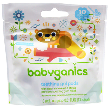 BabyGanics, Teething Gel Pods, 10 Engangs-Pods, 0,01 fl oz (0,3 ml) hver