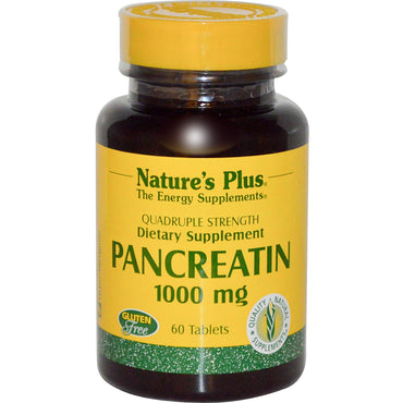 Nature's Plus, Pancreatina, 1000 mg, 60 Comprimidos