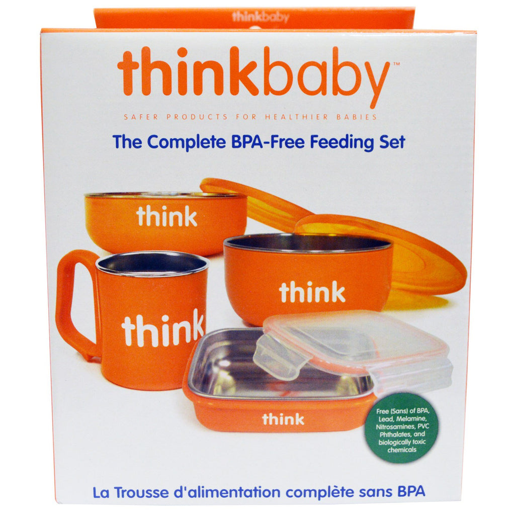 Think baby the complete bpa-free ชุดป้อนอาหาร สีส้ม 1 ชุด