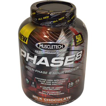 Muscletech, Performance Series, Phase8, Multi-Pase 8 שעות חלבון, שוקולד חלב, 4.60 פאונד (2.09 ק"ג)