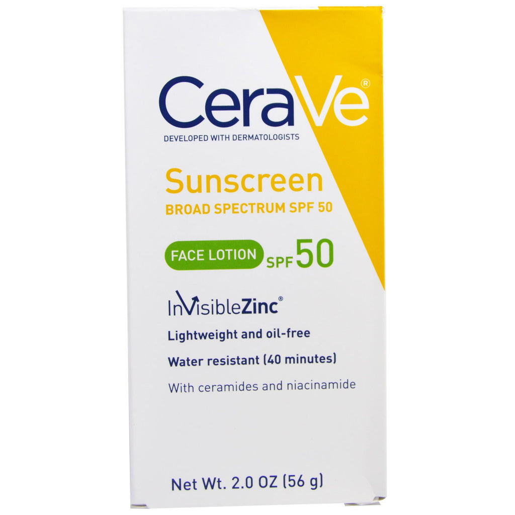 CeraVe, crème solaire, lotion pour le visage, SPF 50, 2,0 oz (56 g)
