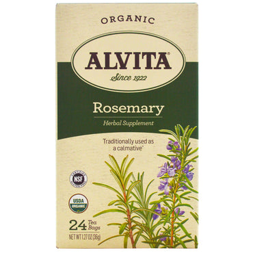 Alvita Teas, Rozemarijnthee, cafeïnevrij, 24 theezakjes, 1.27 oz (36 g)