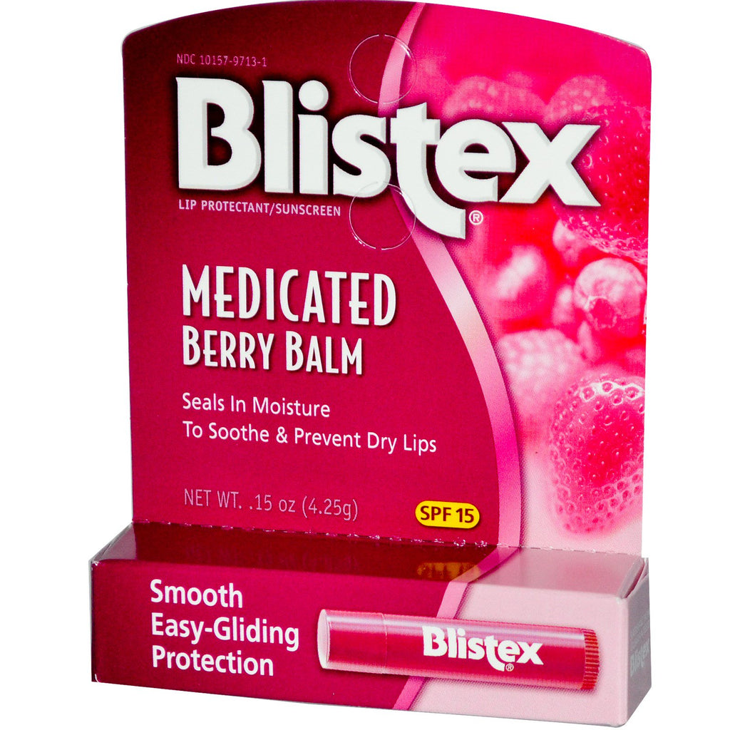 Blistex, Medicated Berry Balm, Lip Protectant/Sunscreen, SPF 15, .15 oz (4.25 g)