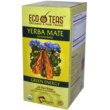 Tè ecologici, Yerba Mate, non affumicato, Green Energy, 24 bustine di tè, 1,7 once (48 g)
