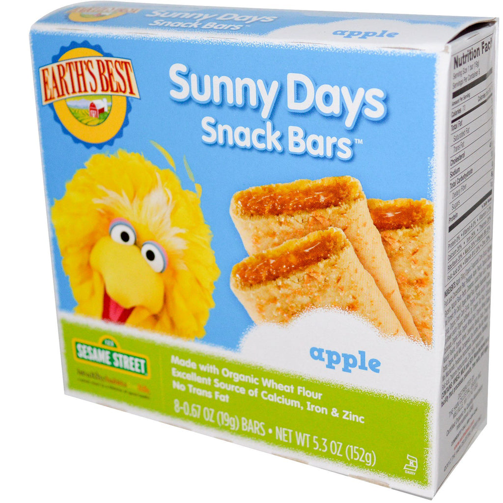 Earth's Best Sunny Days Snack Bars Mela 8 barrette da 0,67 once (19 g) ciascuna