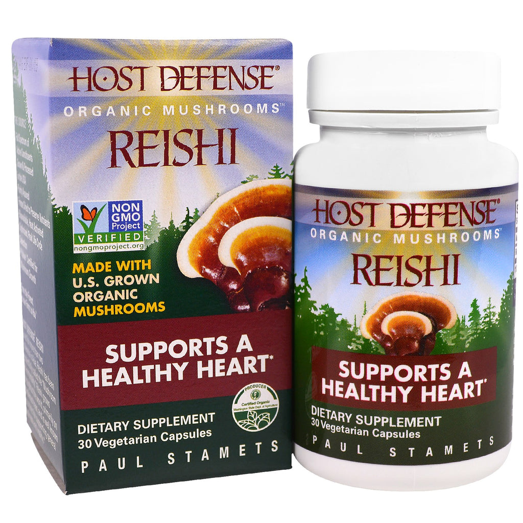 Fungi Perfecti, Host Defense، ريشي، يدعم صحة القلب، 30 كبسولة نباتية