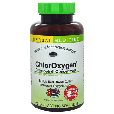 Herbs Etc., cloro oxígeno, concentrado de clorofila, sin alcohol, 120 cápsulas blandas de acción rápida