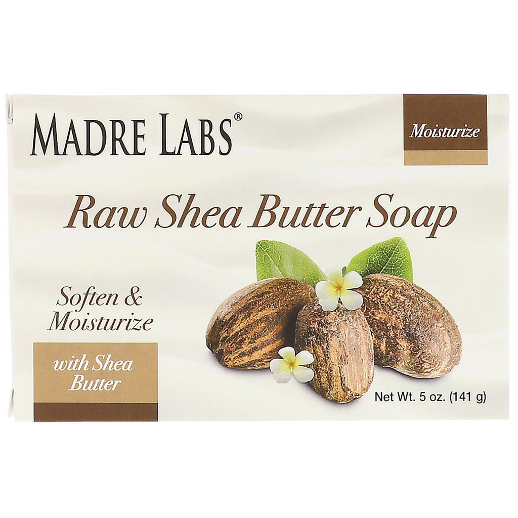 Madre Labs, rå sheasmør, barsæbe, med vitamin E, rosmarin, myrra og røgelse, 5 oz (141 g)