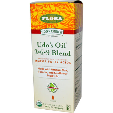 Flora, Udo's Choice، مزيج زيت Udo's 3–6–9، 17 أونصة سائلة (500 مل)