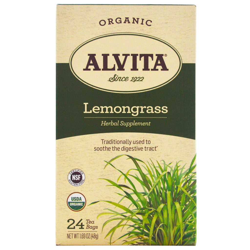 Alvita Teas, , Herbata z trawy cytrynowej, bez kofeiny, 24 torebki herbaty, 1,69 uncji (48 g)