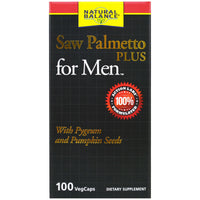 Natural Balance, Saw Palmetto Plus pour hommes, 100 gélules végétariennes