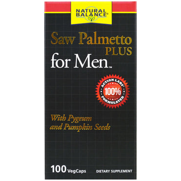 Équilibre naturel, Saw Palmetto Plus pour hommes, 100 gélules végétales