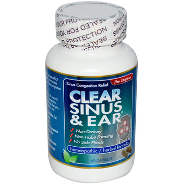 Clear Products, Limpieza de senos nasales y oídos, 60 cápsulas