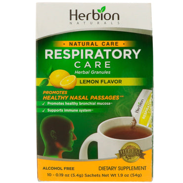 Herbion, Natural Care, Respiratory Care, Herbal Granules, Lemon Flavor, 10 Sachets, 0.19 oz (5.4 g) Each