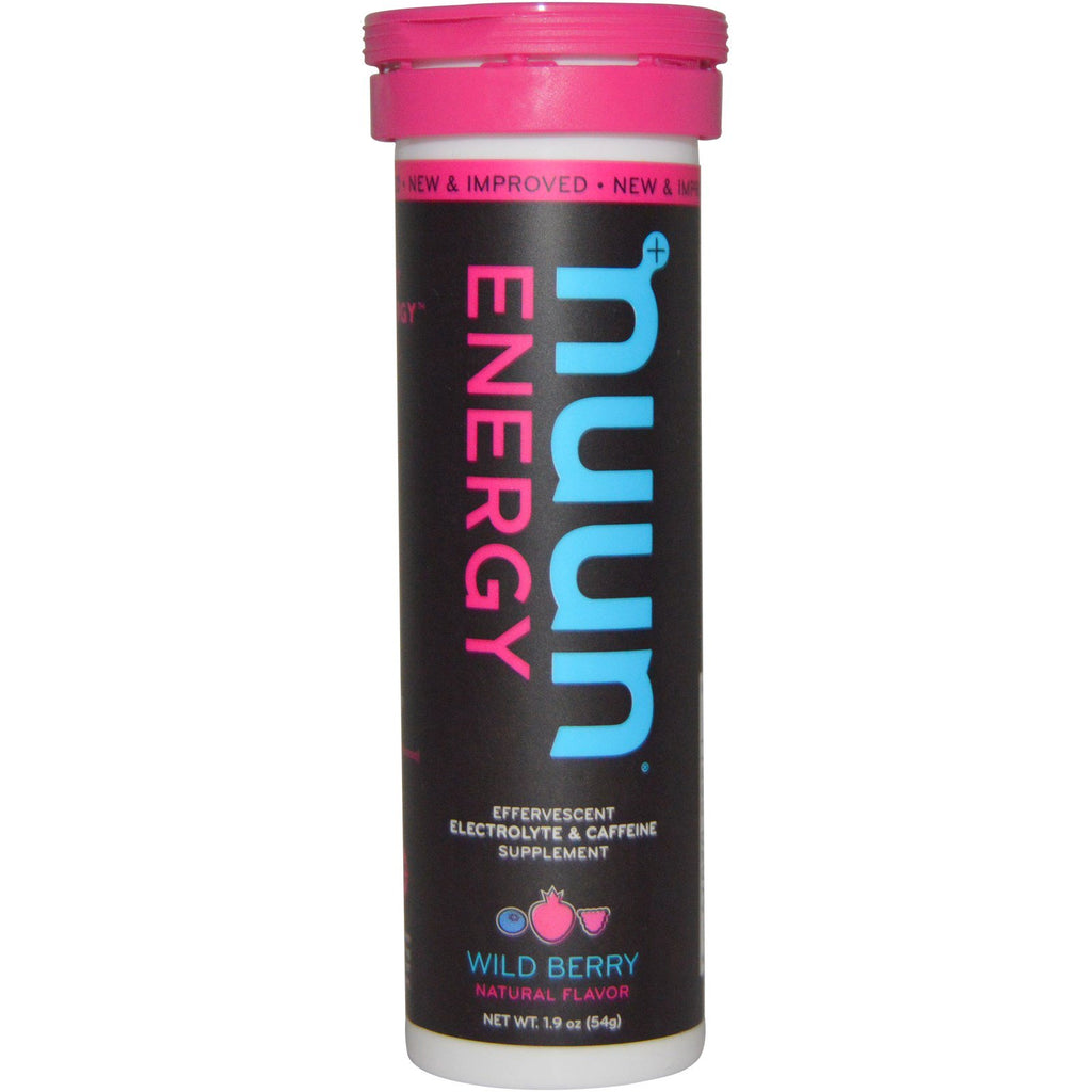 Nuun, Energy, Supplément effervescent d'électrolytes et de caféine, Baies sauvages, 10 comprimés
