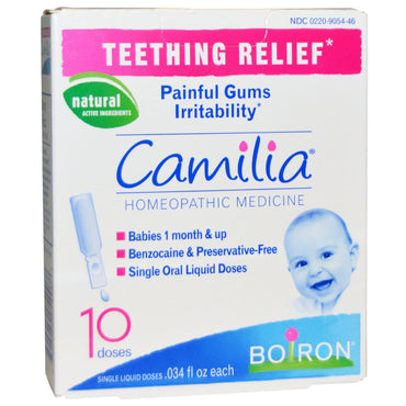 Boiron, Camilia, alivio para la dentición, 10 dosis, 0,034 onzas líquidas cada una