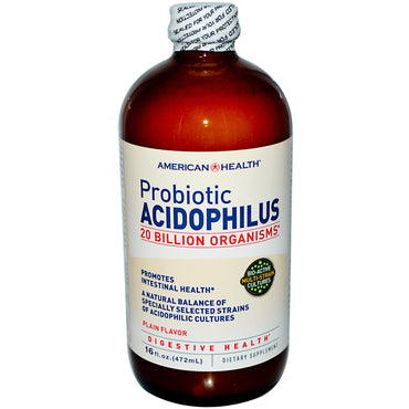 American Health, probiotisk acidophilus, almindelig smag, 16 fl oz (472 ml)