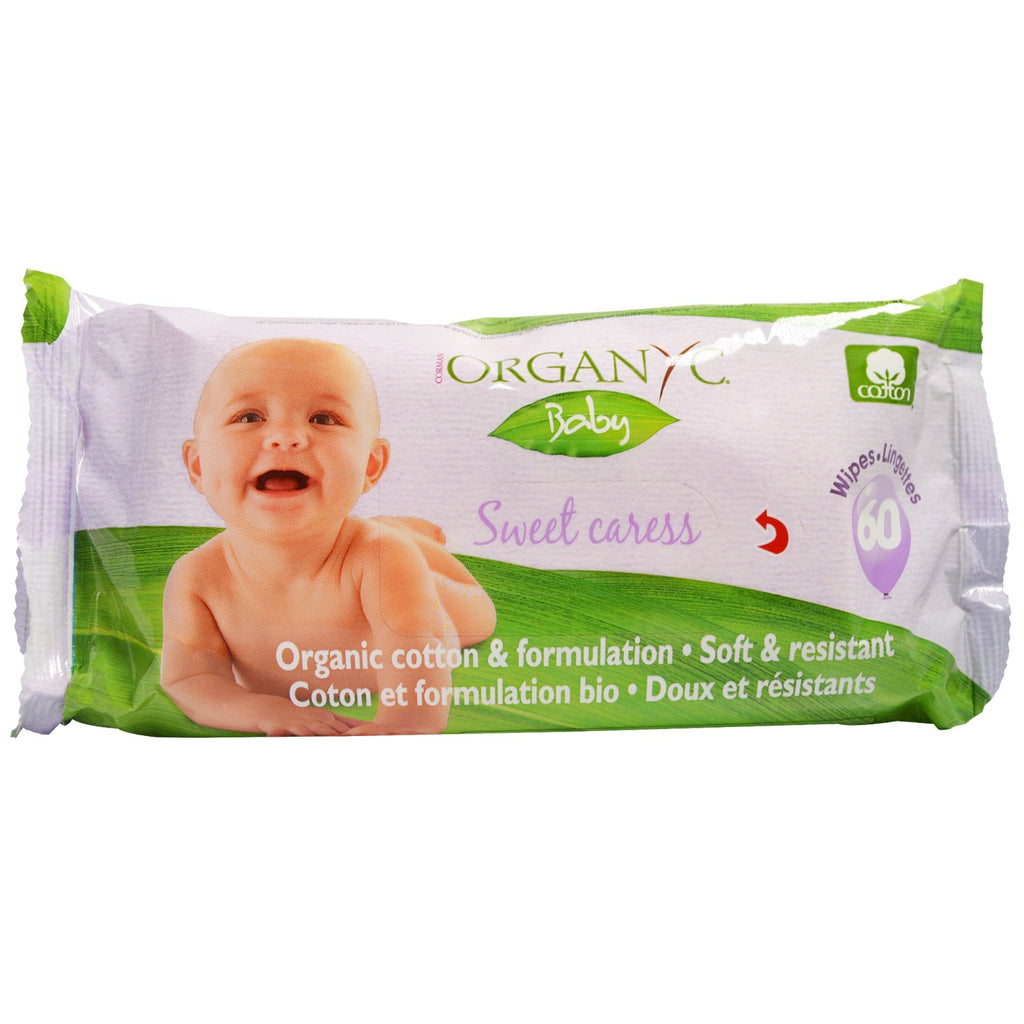 Organyc, Sweet Caress, Toallitas de algodón para bebés, 60 toallitas