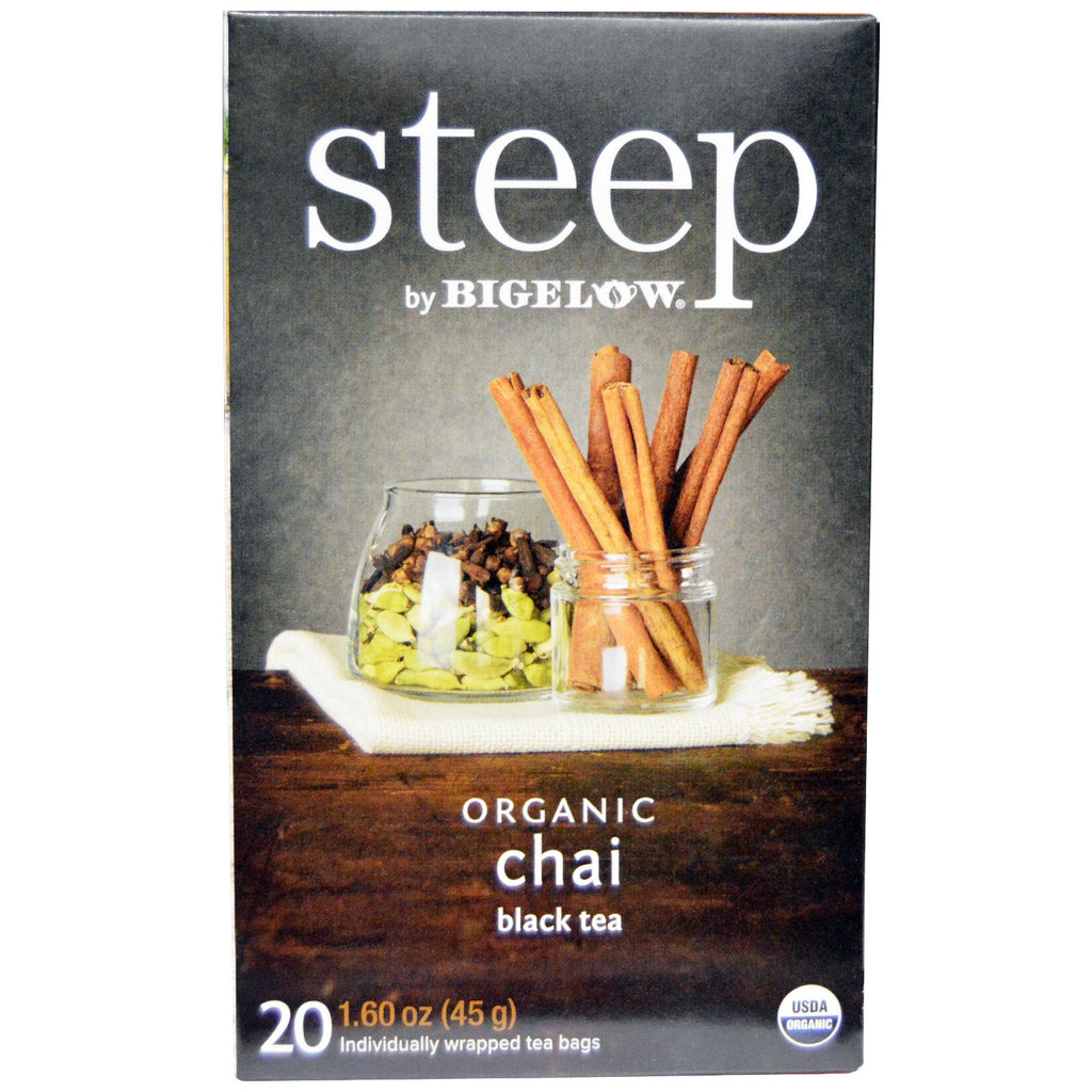 Bigelow, Steep, Black Tea,  Chai, 20 Tea Bags, 1.60 oz (45 g)