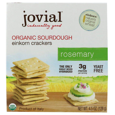 Joviaal, Zuurdesem Einkorn Crackers, Rozemarijn, 4,5 oz (128 g)