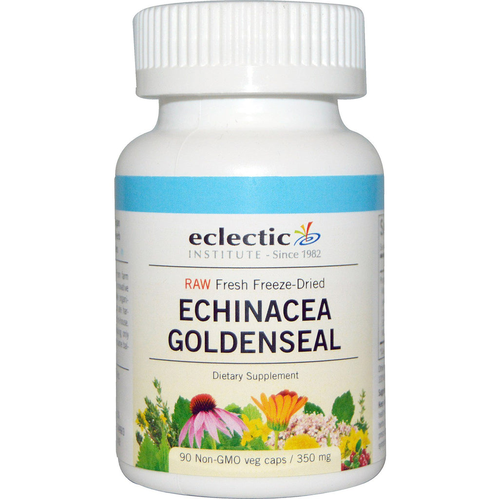 Eclectic Institute, crudo, Echinacea Goldenseal, 350 mg, 90 capsule vegetali non OGM