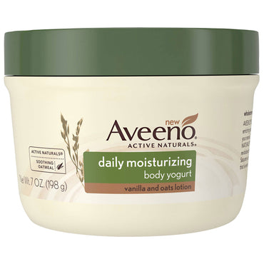 Aveeno, Active Naturals, daglig fuktighetsgivende kroppyoghurt, vanilje- og havrelotion, 7 oz (198 g)