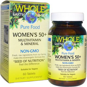 Natural Factors, Whole Earth &amp; Sea, Multivitaminas y minerales para mujeres mayores de 50 años, 60 tabletas