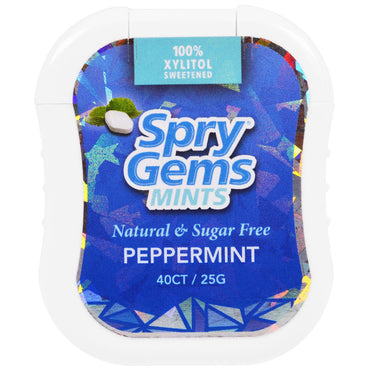 Xlear Spry Gems Mints ペパーミント 40 カウント 25 g
