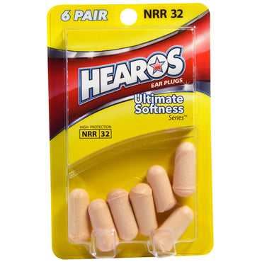 Hearos, Ear Plugs, Ultimate Softness, 6 Pair