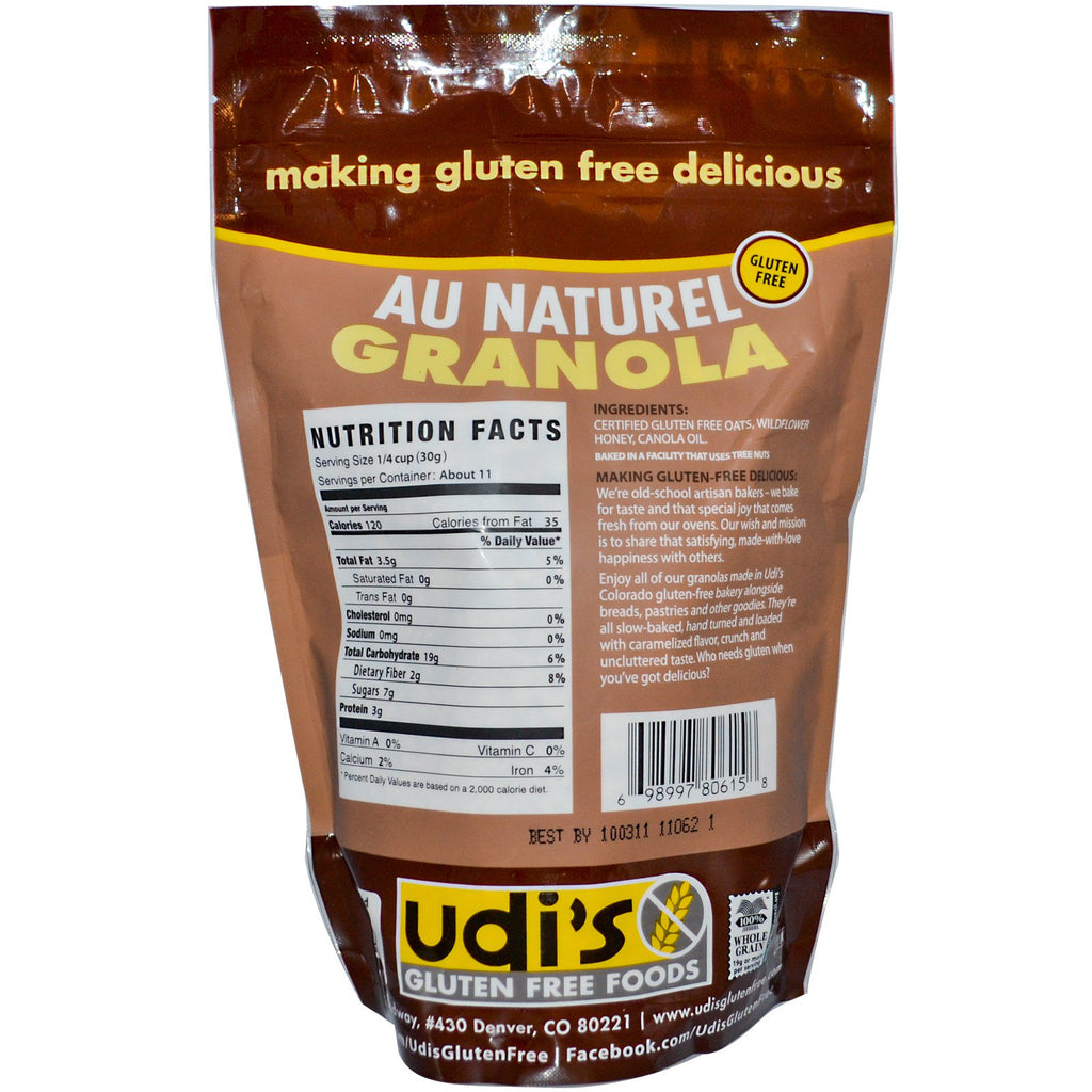 Udi's, Gluten Free Granola, Au Natural, 12 oz (340 g)
