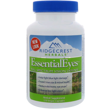 Ridgecrest herbals, ojos esenciales, 120 cápsulas veganas
