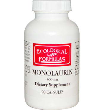 Cardiovascular Research Ltd., Formules écologiques, Monolaurine, 600 mg, 90 gélules